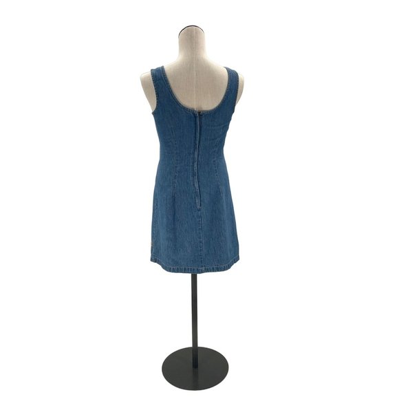 90s Denim Floral Embroidered Mini-Dress Small - Picture 7 of 9